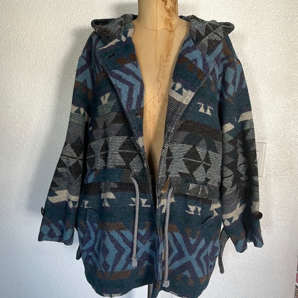 Vintage Rampage Fleece South Western Print Hoody Coat Size Med - Picture 2 of 6